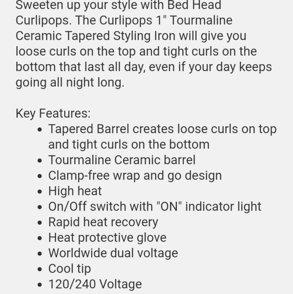 Bedhead Curlipops Tapered Styling Iron/wand Curling Iron - Picture 2 of 3